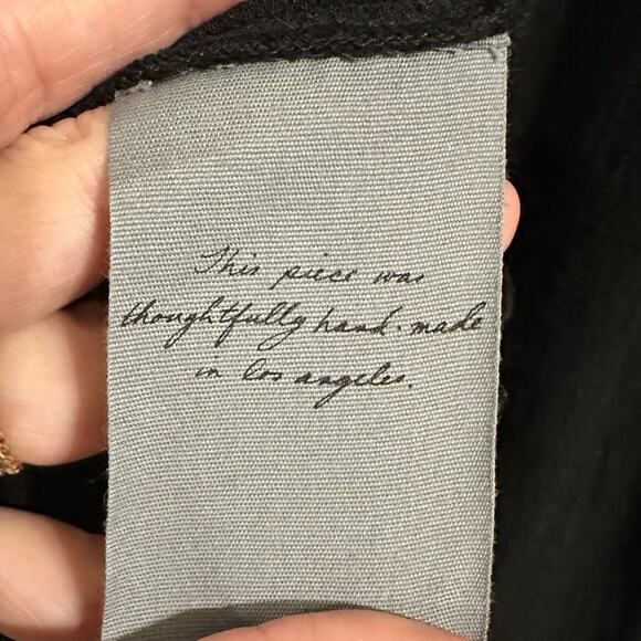 Raquel Allegra Black Peasant Dress size 0 Midi Ruffle Neck - Picture 13 of 16